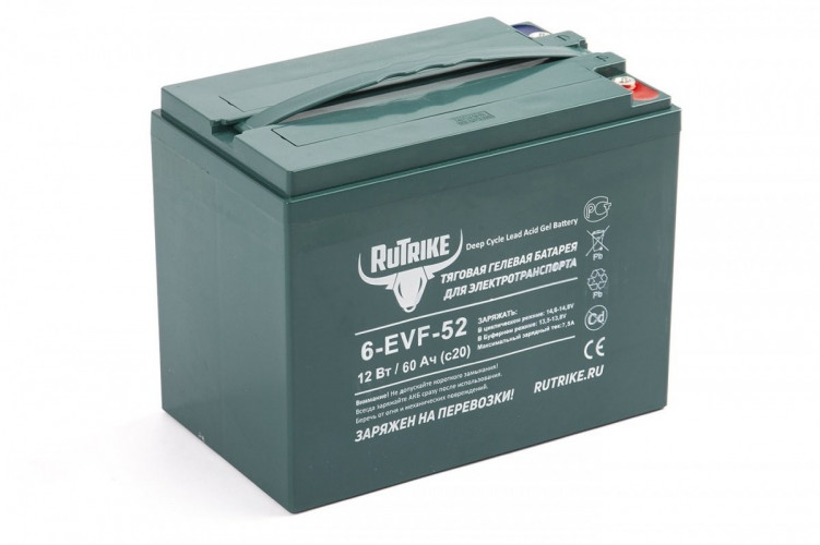 Тяговый гелевый аккумулятор RuTrike 6-EVF-52A (12V52A/H C3) в Красноярске