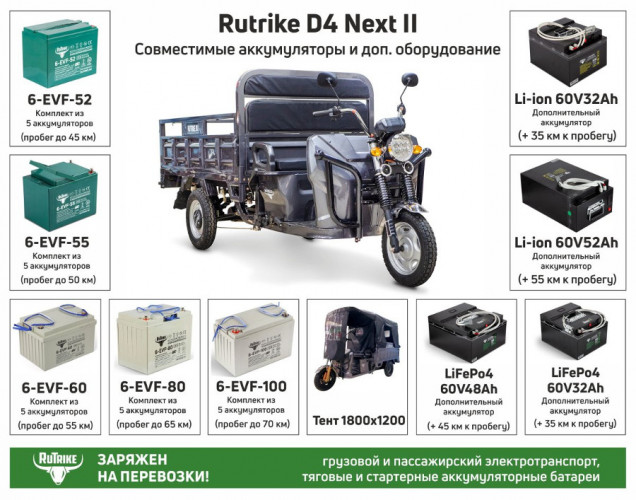 Грузовой электрический трицикл RuTrike D4 NEXT II в Красноярске