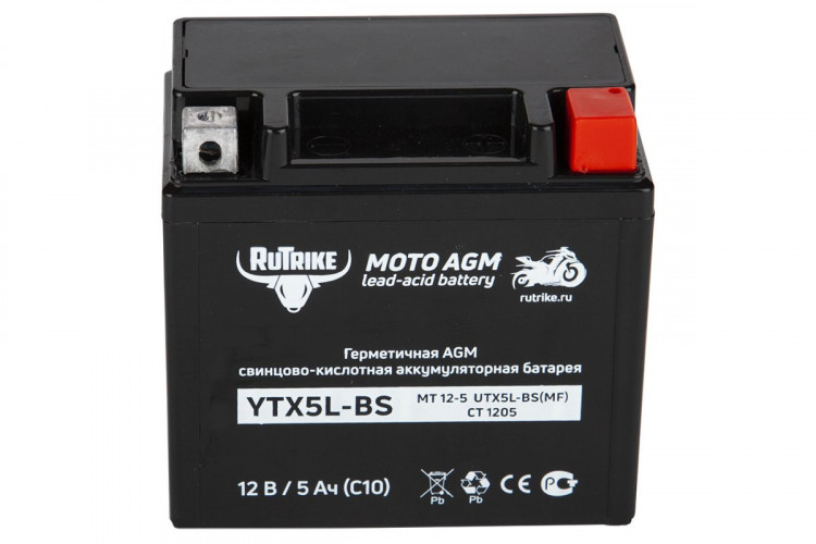 Аккумулятор стартерный для мототехники Rutrike YTX5L-BS (12V/5Ah) в Красноярске