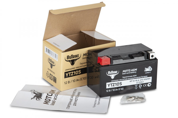 Аккумулятор стартерный для мототехники Rutrike YTZ10S (12V/10Ah) в Красноярске