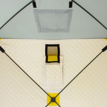 Палатка для рыбалки Helios утепл.Куб 1,5х1,5 желтый/серый в Красноярске