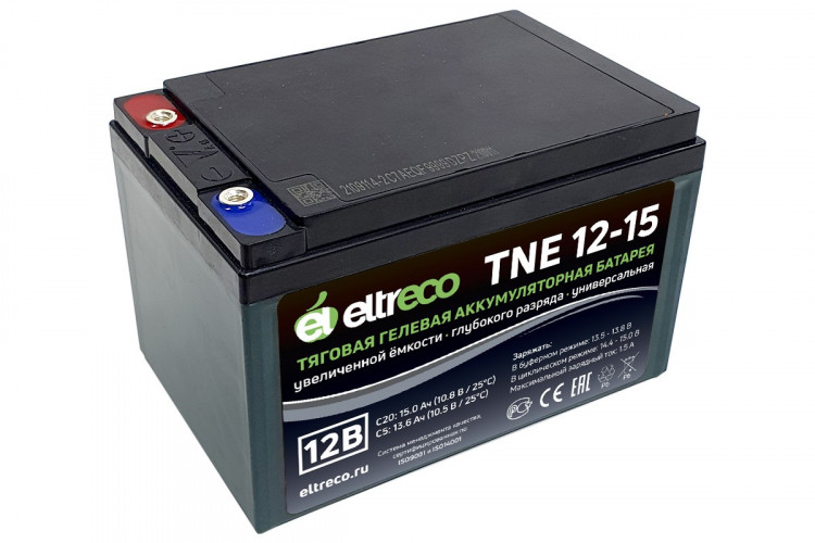 Тяговый аккумулятор Eltreco TNE12-15 (12V12A/H C3) болт в Красноярске
