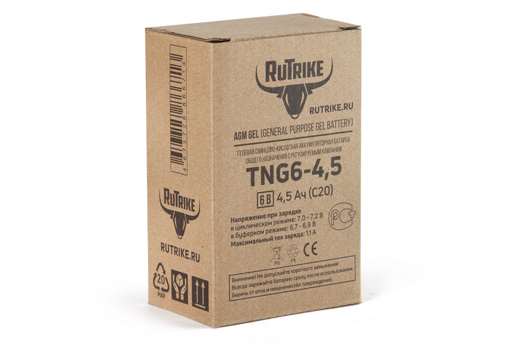 Тяговый гелевый аккумулятор RuTrike TNG 6-4,5 (6V4,5A/H C20) в Красноярске