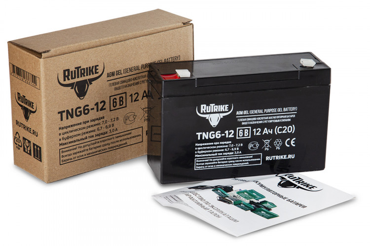 Тяговый гелевый аккумулятор RuTrike TNG 6-12 (6V12A/H C20) в Красноярске