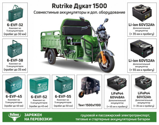 Грузовой электрический трицикл RuTrike Дукат 1500 в Красноярске