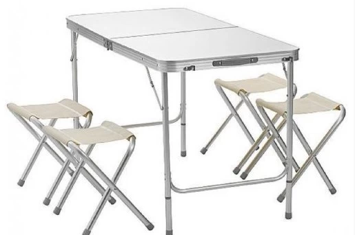 Набор стол раскладной водостойкий 120х60 и 4 табурета в Красноярске
